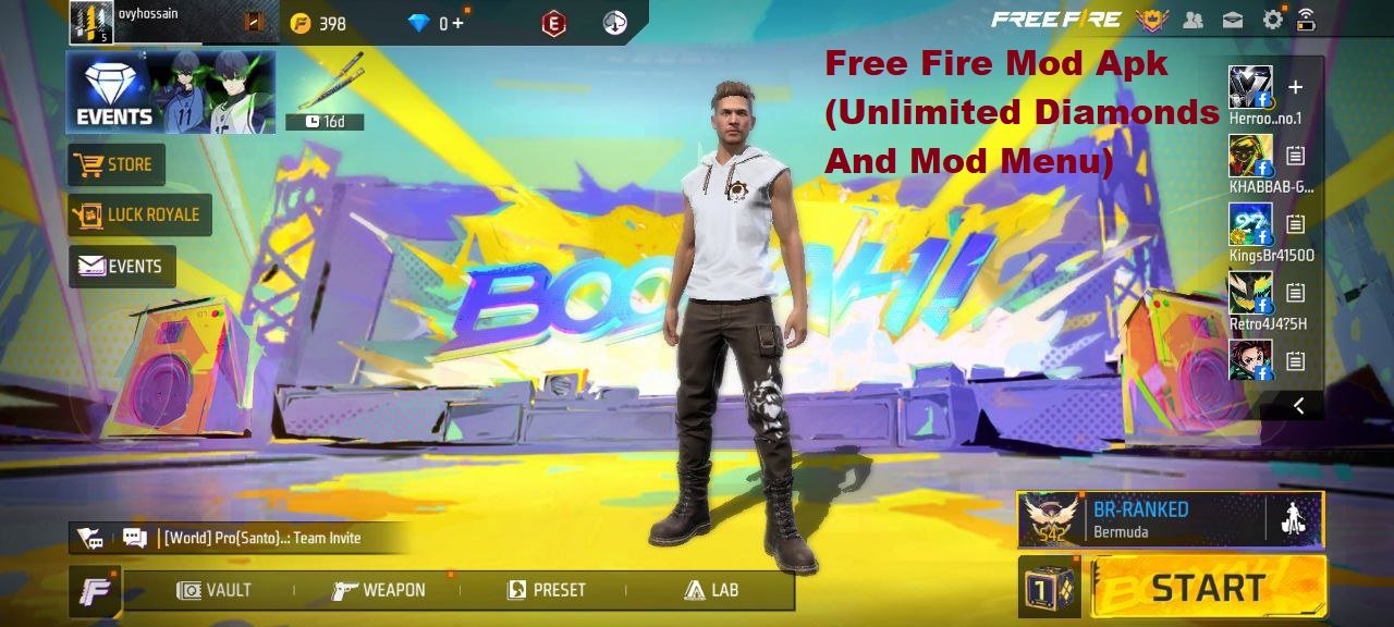 Free Fire Mod Apk (Unlimited Diamonds And Mod Menu)